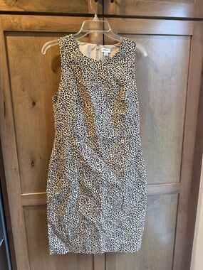 J. Crew Leopard Print Midi Dress in Beige and Black